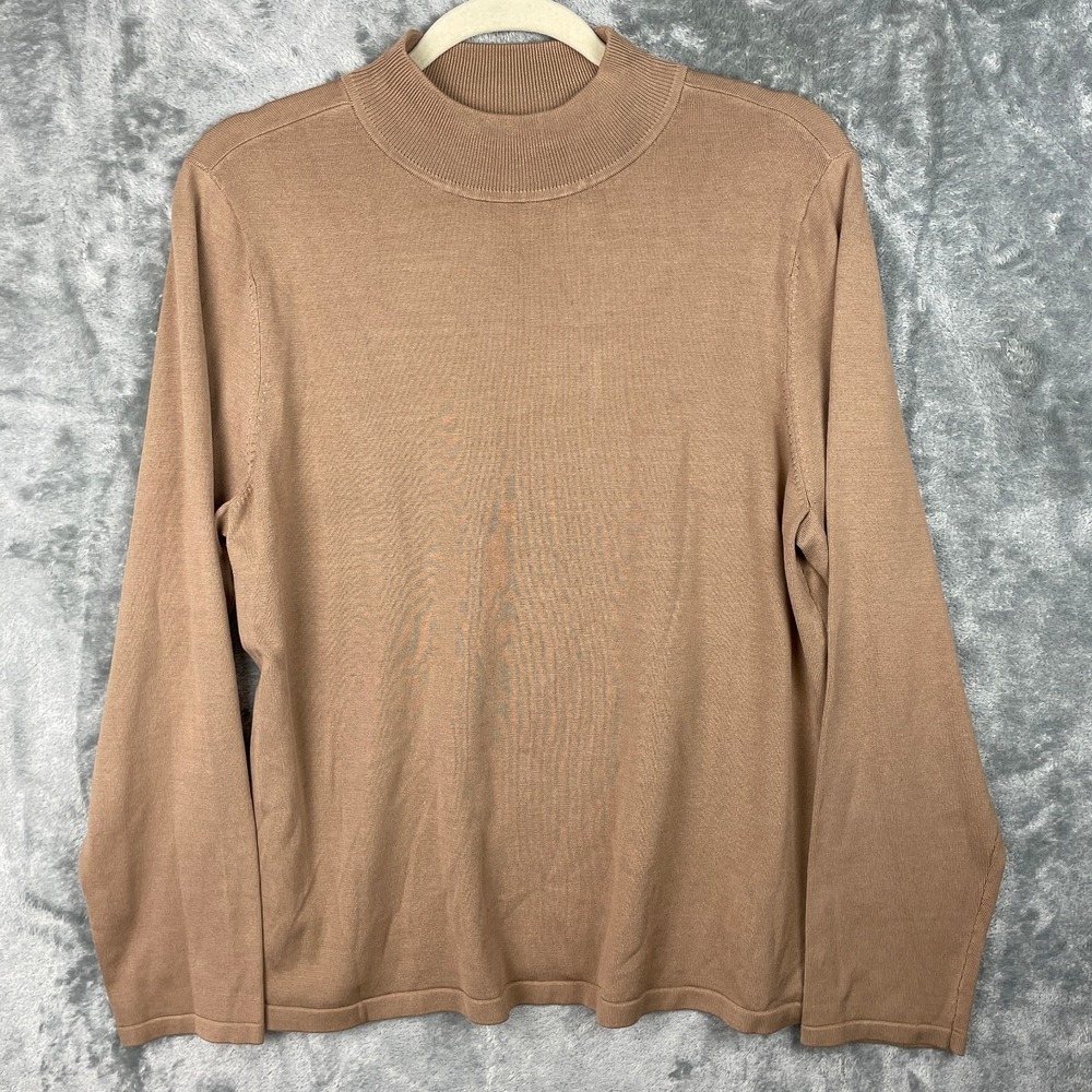 Pendleton Sweater Womens XL P Camel Silk Blend Long Sleeve Mock Neck Neutral